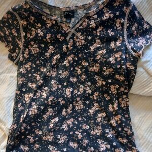 Aeropostale Pink and White Fitted Short Sleeve T-Shirt